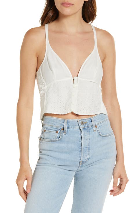 Criseli Broderie Anglaise Linen Crop Top