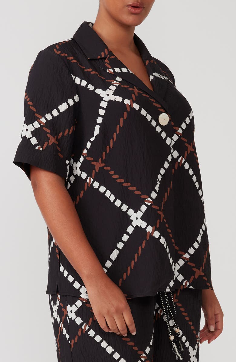 Estelle Marine Short Sleeve Button-Up Shirt, Alternate, color, Print