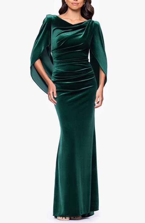 Drape Back Velvet Gown