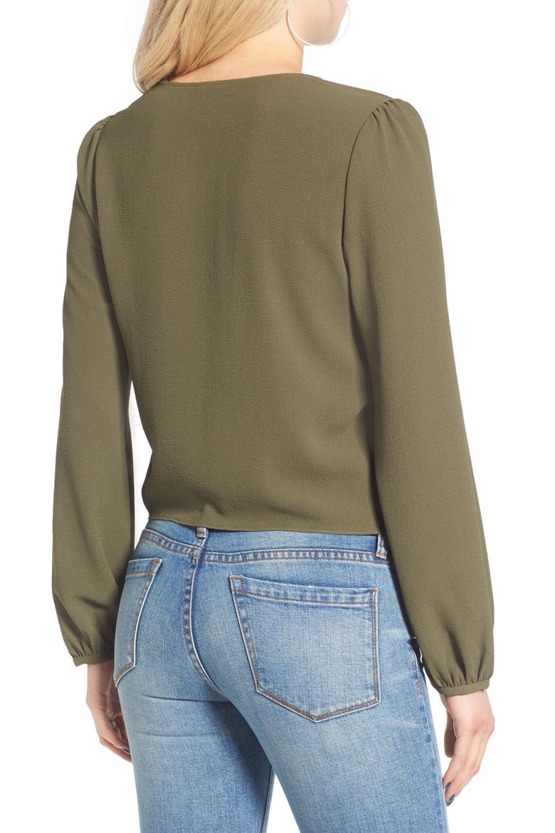 Tie Front Top, Alternate, color, OLIVE SARMA