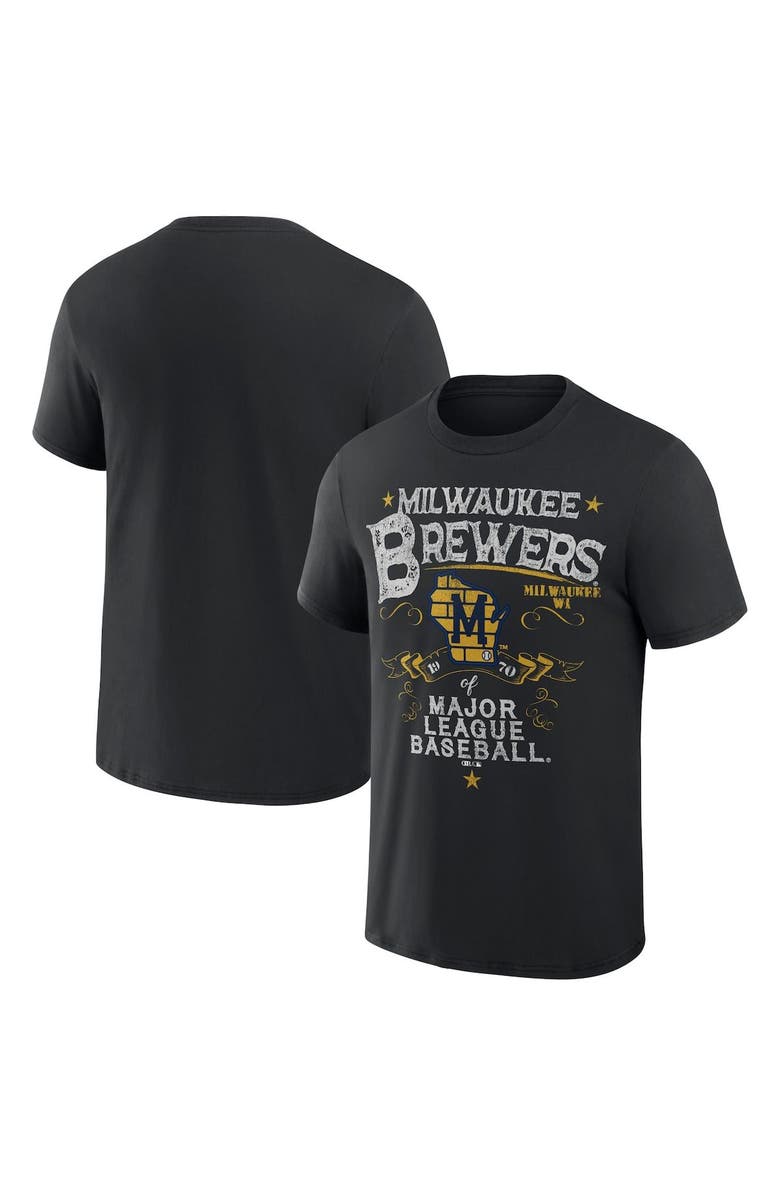 Darius Rucker Collection by Fanatics Men's Darius Rucker Collection by Fanatics Black Milwaukee Brewers Beach Splatter T-Shirt, Main, color, Black