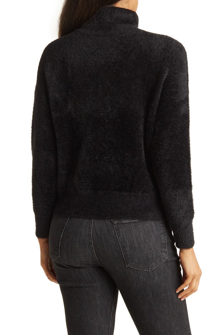 Eyelash Knit Slouch Sweater, Alternate, color, BLACK