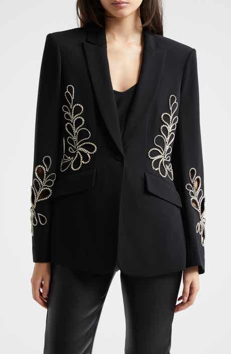 Cinq à Sept Cheyenne Rhinestone Paisley One-Button Blazer