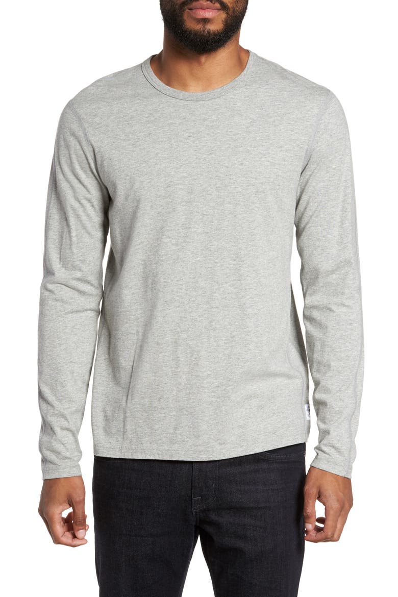 Crewneck Long Sleeve T-Shirt, Main, color, HEATHER GREY