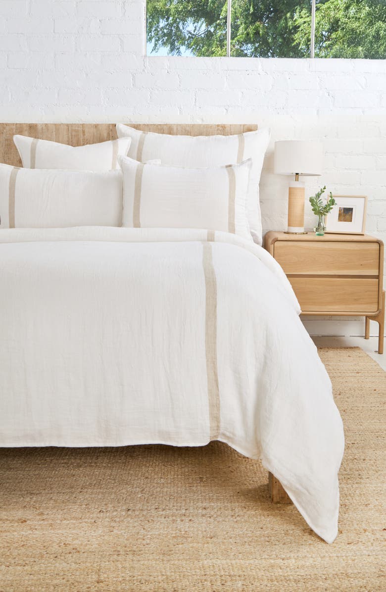 Pom Pom at Home Rory Linen Euro Pillow Sham, Alternate, color, White/ Flax