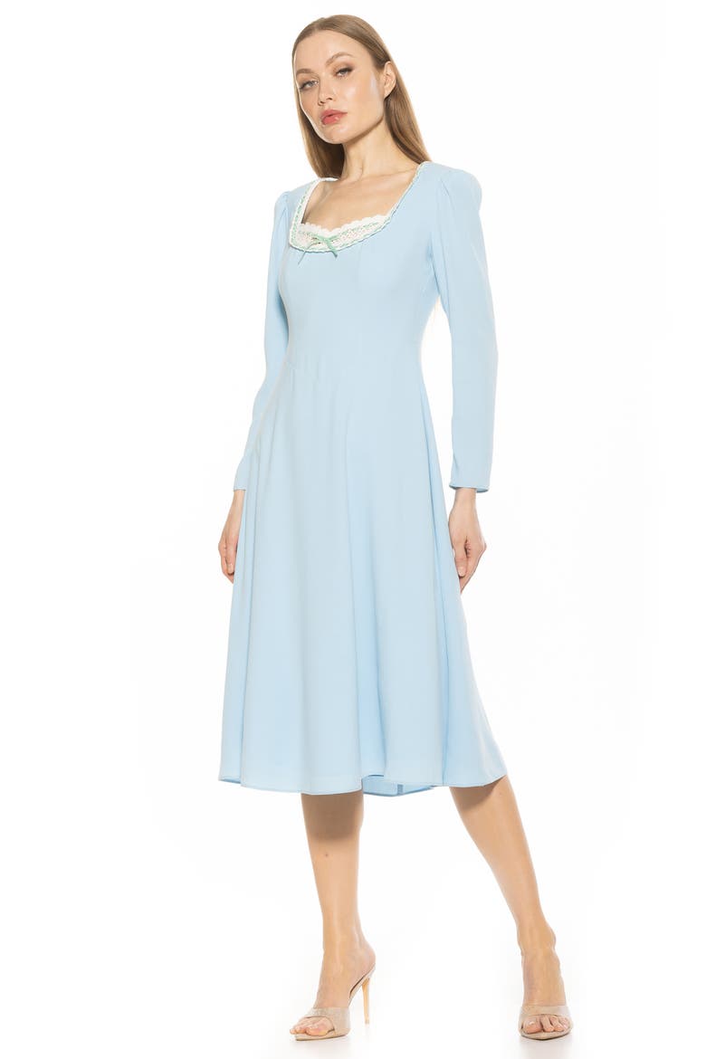 Zenaida Long Sleeve Fit & Flare Dress, Alternate, color, HALOGEN BLUE