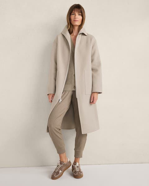 Wool Blend Funnel Neck Coat