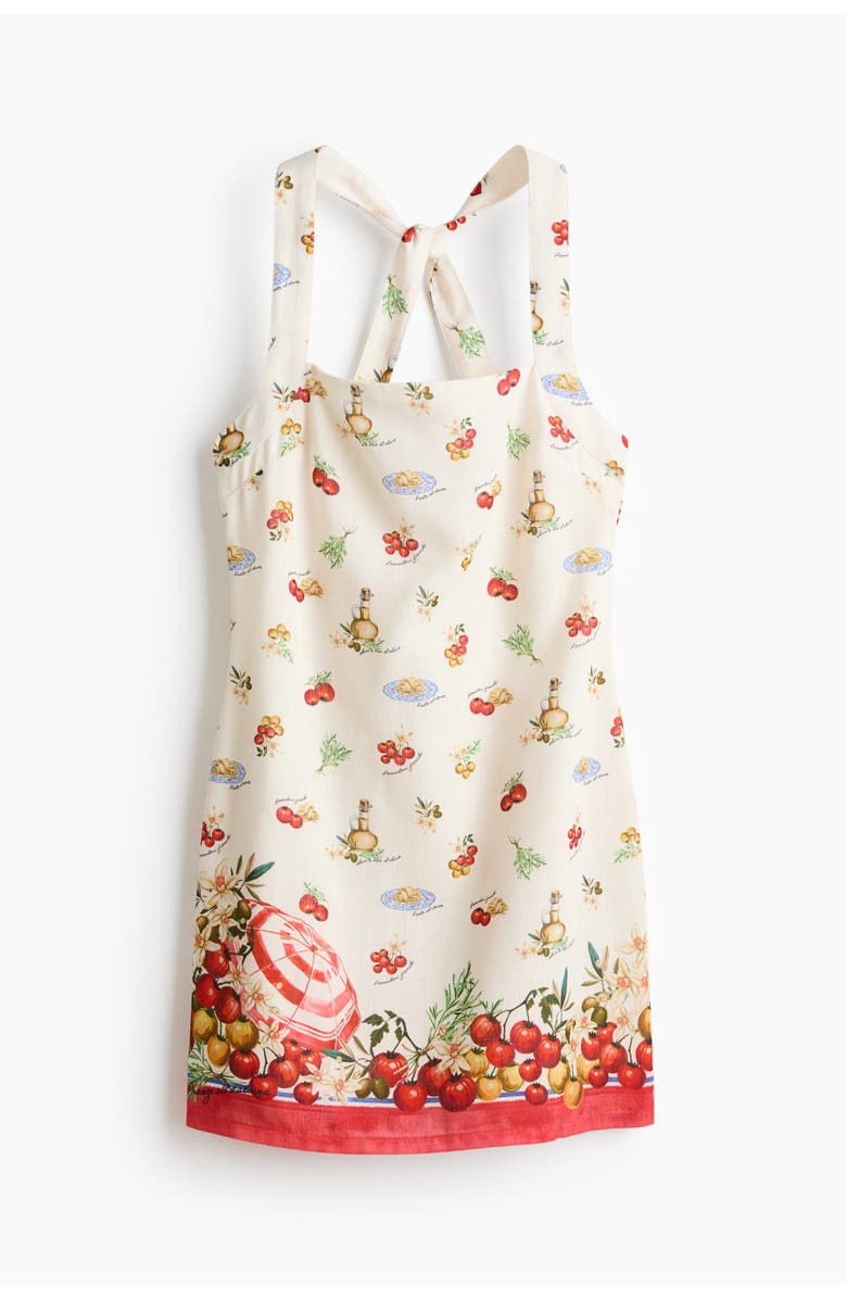 H&M Twist-detail printed dress, Alternate, color, Cream/Tomatoes