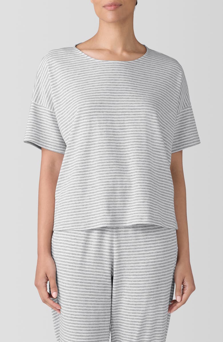EILEEN FISHER SLEEP Stripe Relaxed Fit Organic Cotton Pajama Top, Main, color, 