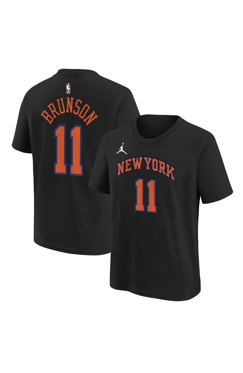 Jordan Brand Youth Jordan Brand Jalen Brunson Black New York Knicks Name & Number T-Shirt - Statement Edition, Main, color, Black