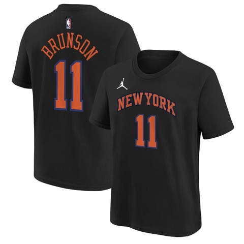 Youth Jordan Brand Jalen Brunson Black New York Knicks Name & Number T-Shirt - Statement Edition