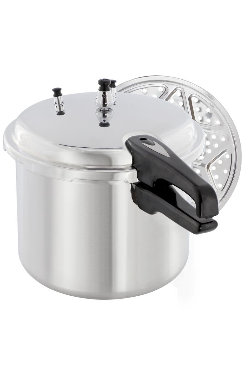 Megachef 11.5 Quart Induction and Stovetop Pressure Cooker with Steamer, Alternate, color, Silver
