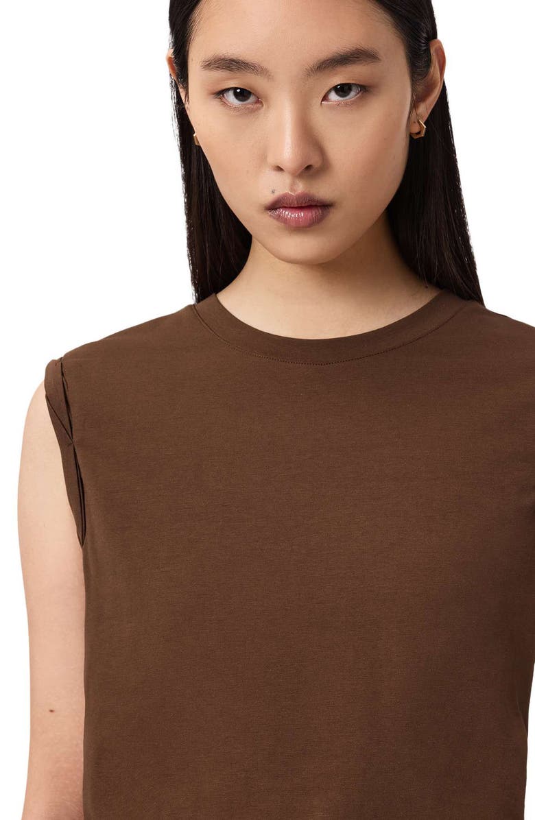 AllSaints West Side Ruched Tank, Alternate, color, Cognac Brown
