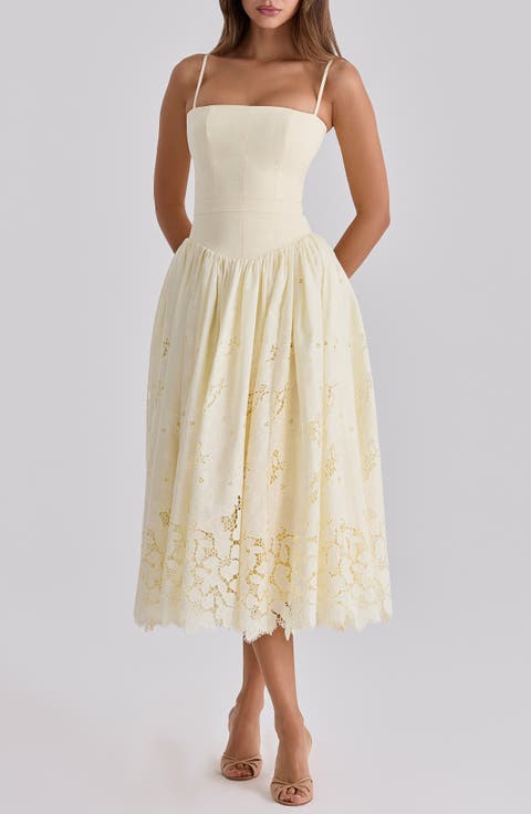 Ysabella Lace Skirt Stretch Cotton Cocktail Dress