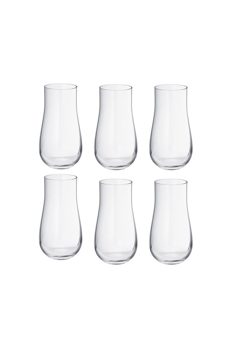 Set of 6 Tall Crystal Tumblers, Alternate, color, CLEAR