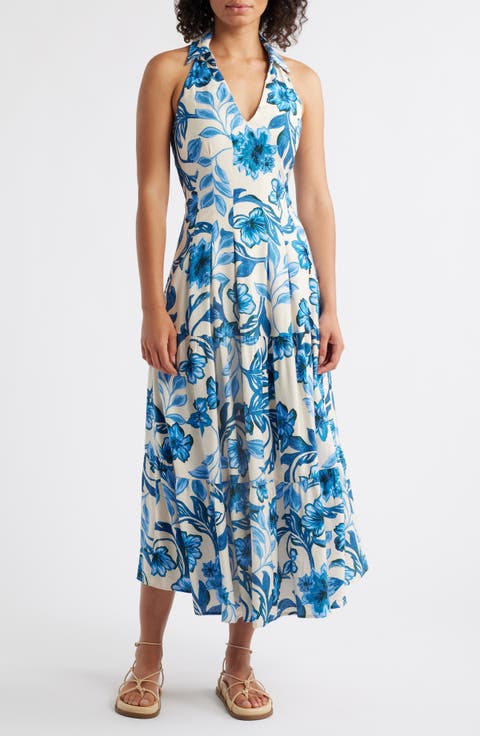 Lenni Floral Print Halter Dress
