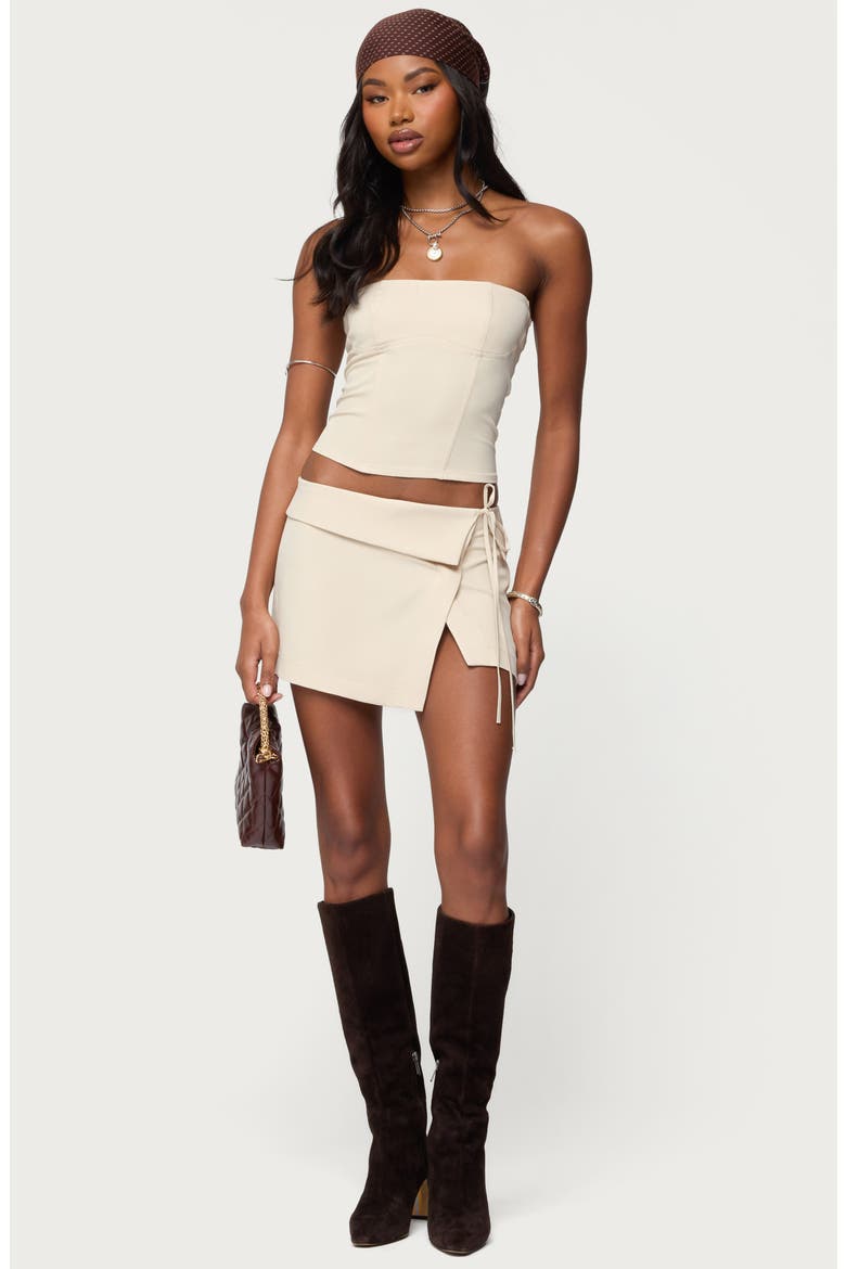 Selena Lace-Up Strapless Corset Top, Alternate, color, BEIGE