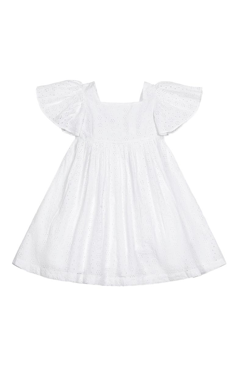 Hope & Henry Baby Girls' Organic Flutter Sleeve Eyelet Dress, Infant, Main, color, 