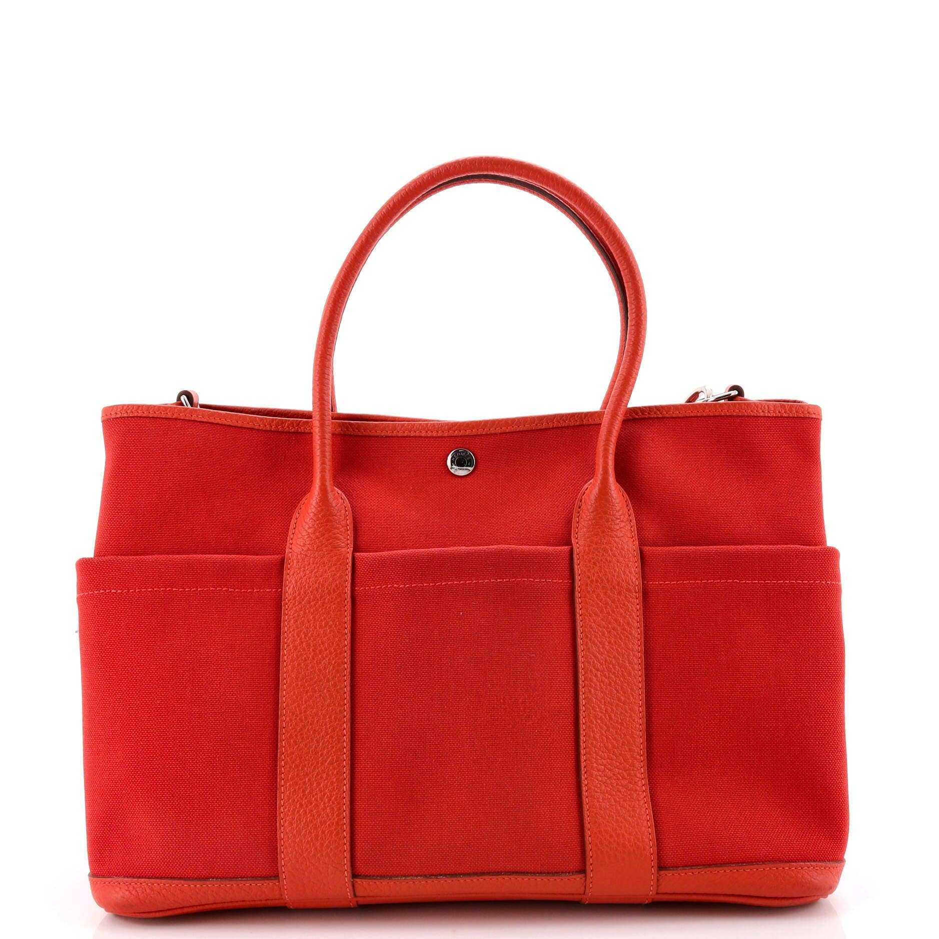 Pre-Owned Hermes Garden Party Pockets Tote Toile and Leather 36, Alternate, color, Rouge Duchesse