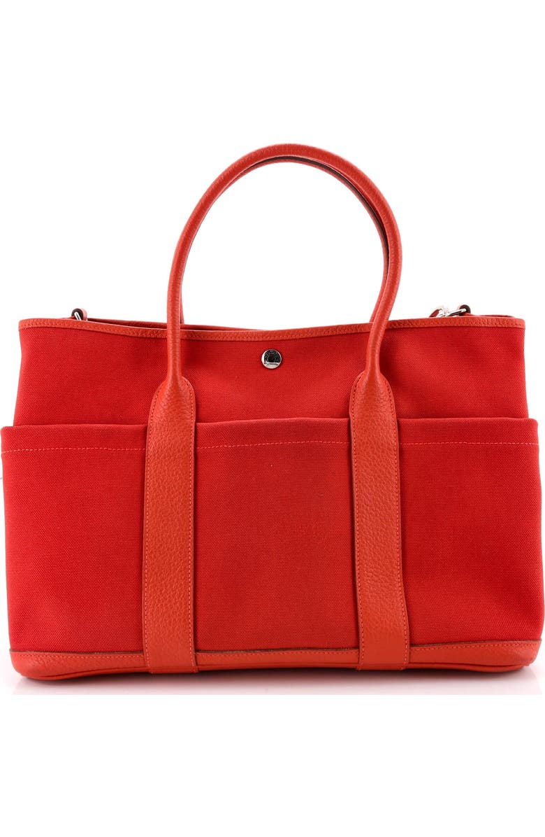 Pre-Owned Hermes Garden Party Pockets Tote Toile and Leather 36, Alternate, color, Rouge Duchesse