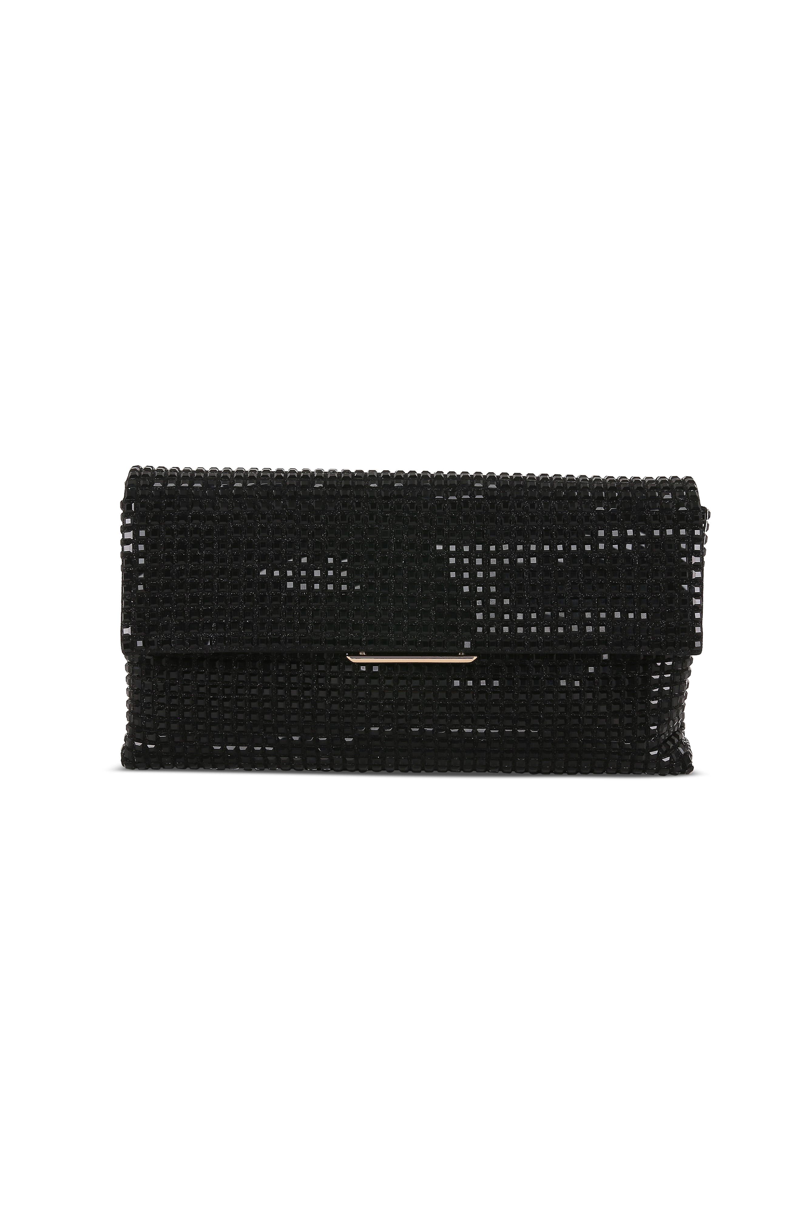 Jewel Badgley Mischka Jayden Crystal Envelope, Main, color, Black