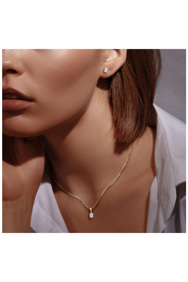 Cubic Zirconia Stud Earrings & Necklace Set, Alternate, color, GOLD