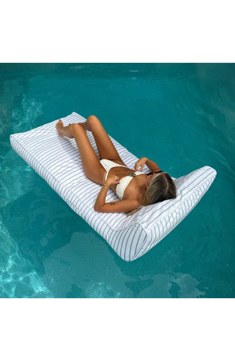 Sunnylife Luxe Lieon Lounger La Palma Sage Stripe Inflatable Pool Float, Alternate, color, 