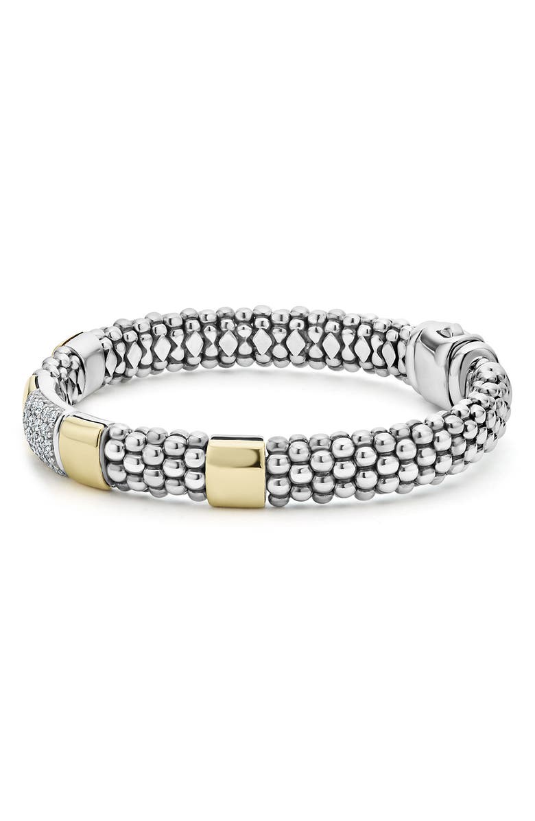 LAGOS Signature Caviar Pavé Diamond Rope Bracelet, Alternate, color, Silver Gold Diamond