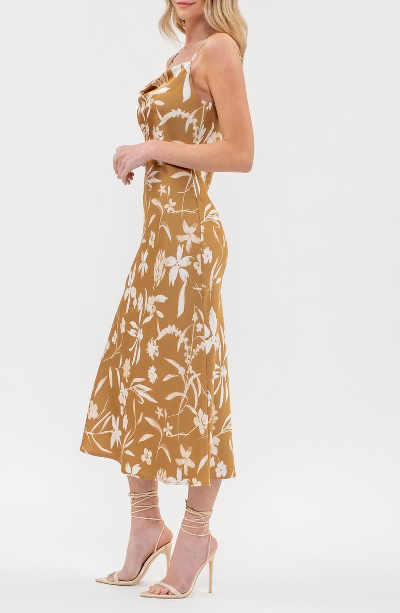 AUGUST SKY Floral Slipdress, Alternate, color, Camel