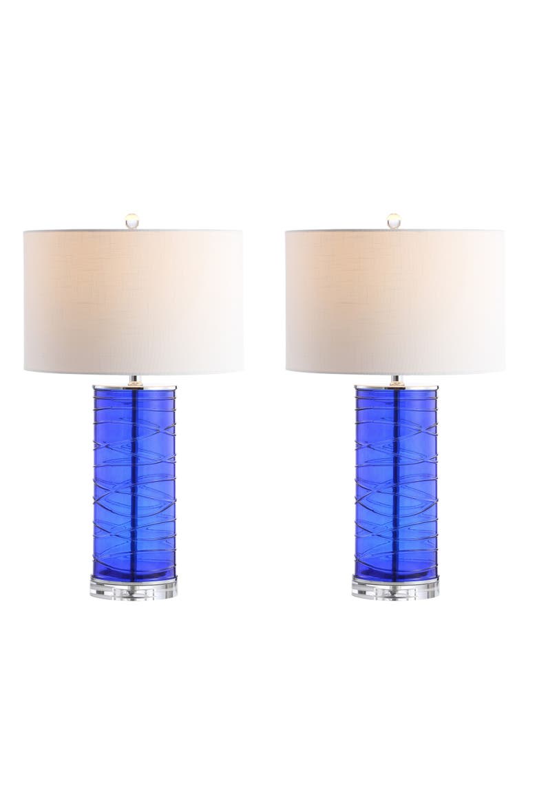 Cole 27.5" Modern Fused Glass Cylinder LED Table Lamp, Alternate, color, Cobalt