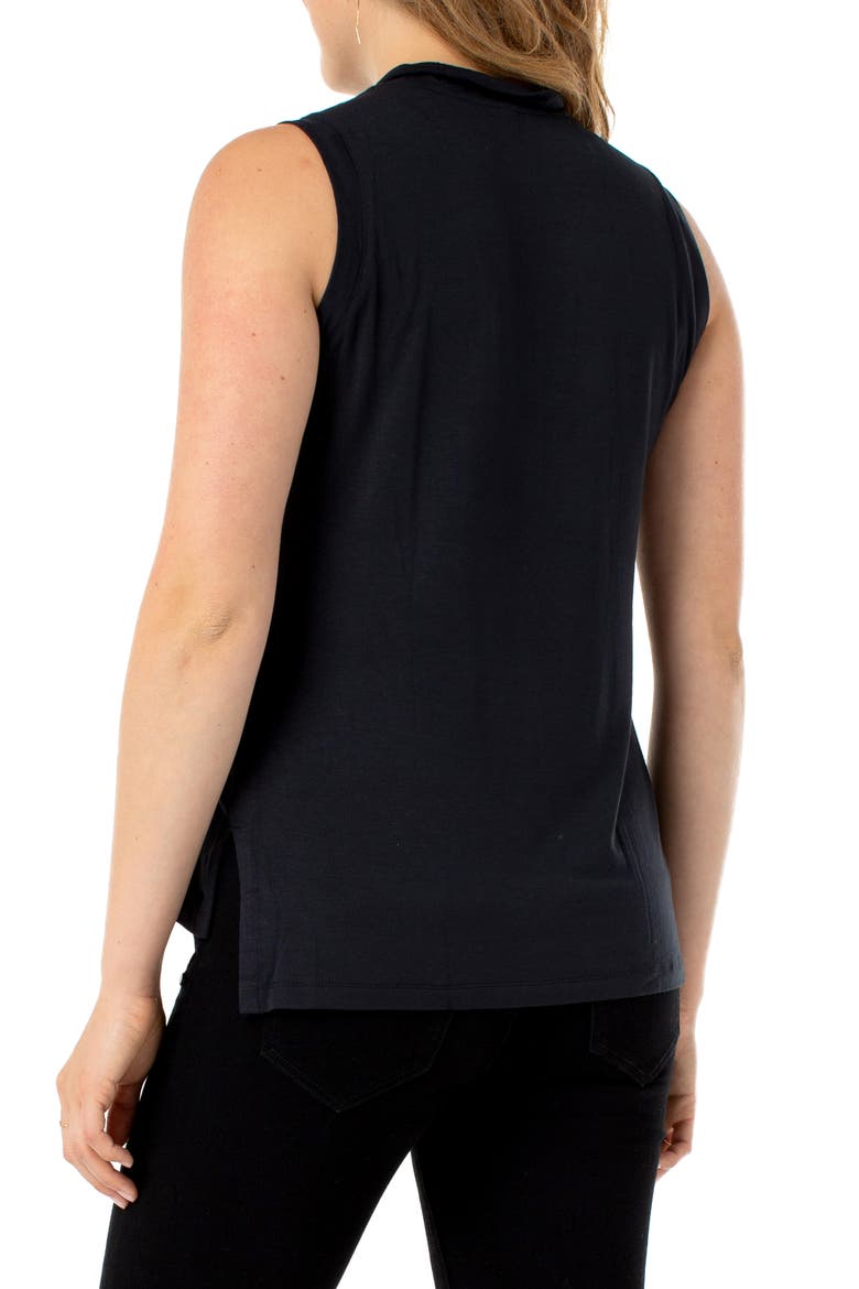 Tie Neck Muscle Sleeveless Top, Alternate, color, BLACK