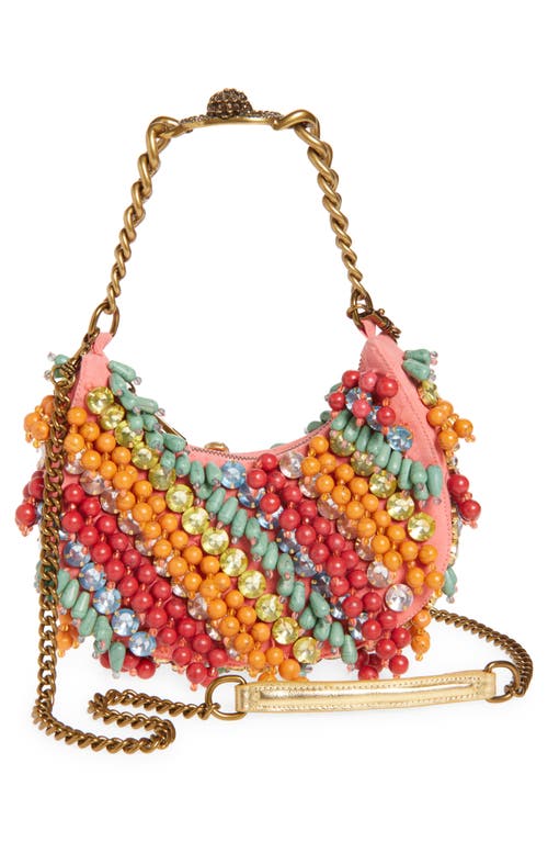 Kurt Geiger London Small Chelsea Embellished Hobo Bag In Coral Multi