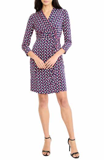 Geometric Print Faux Wrap Dress
