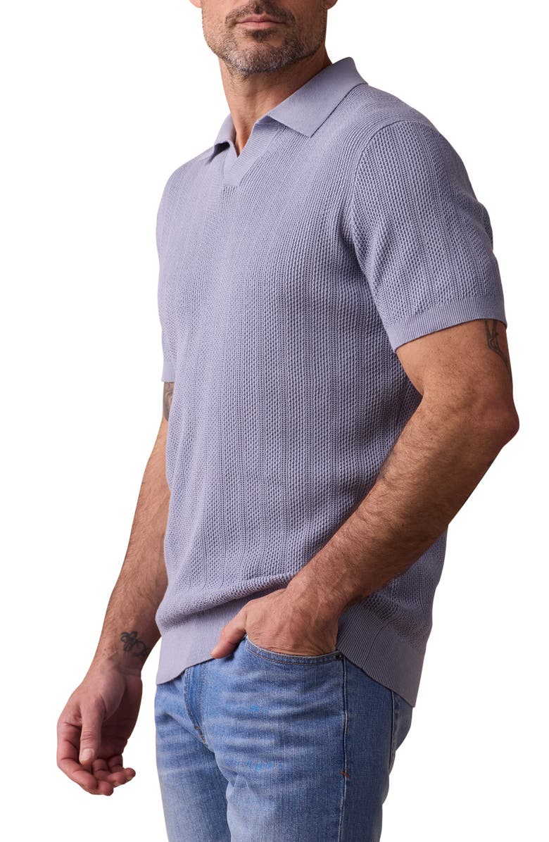 The Normal Brand Robles Textured Knit Polo, Alternate, color, Faded Denim
