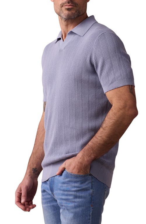 The Normal Brand Robles Textured Knit Polo In Faded Denim