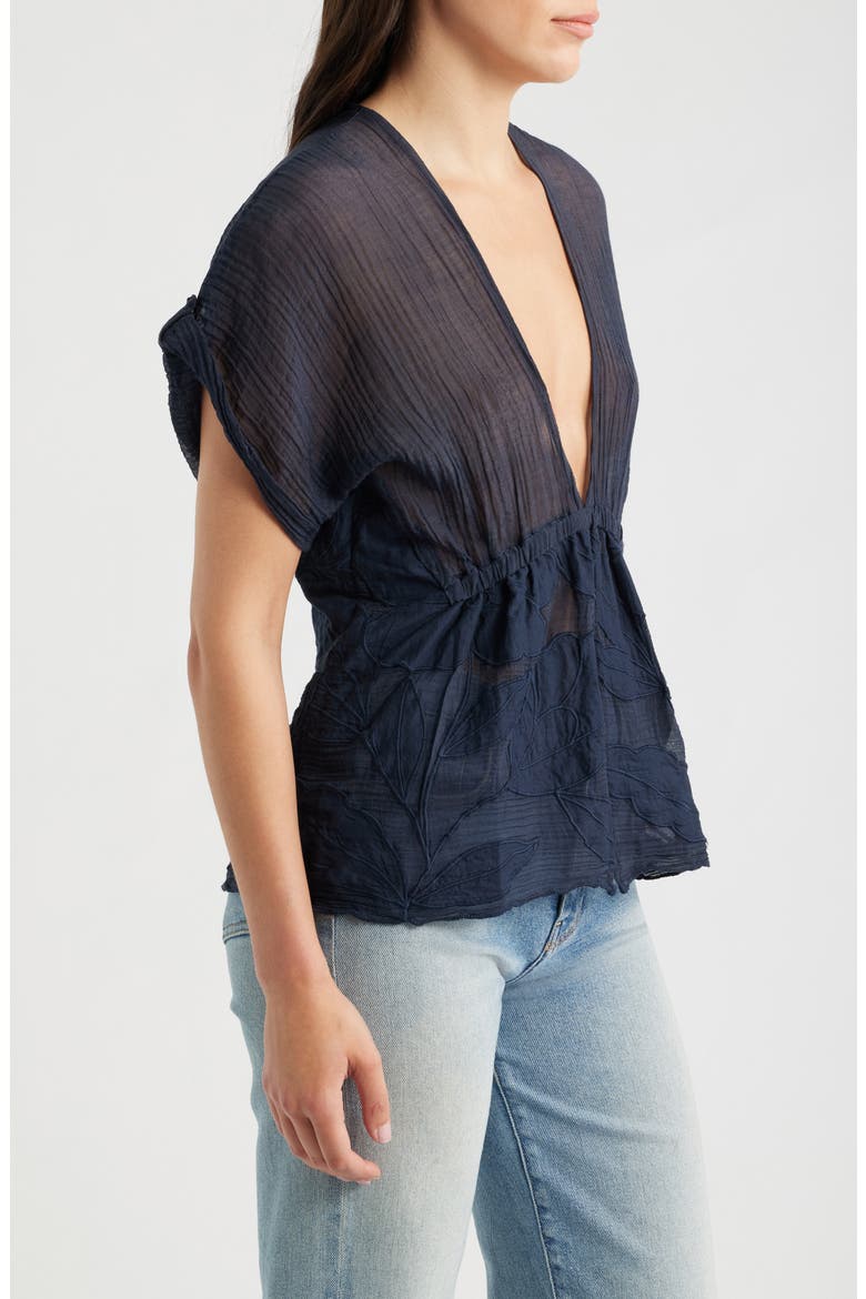 Sheer Cotton Petal Top, Alternate, color, NAVY TRANSPARENT PETAL
