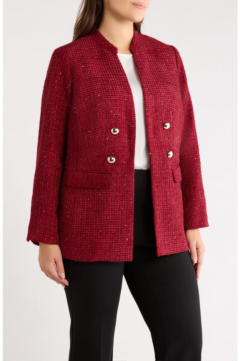 Sequin Faux Double Breasted Jacket, Alternate, color, TITIAN RED