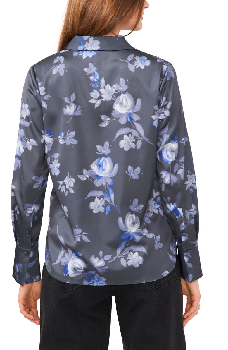 Vince Camuto Floral Charmeuse Button-Up Shirt, Alternate, color, 