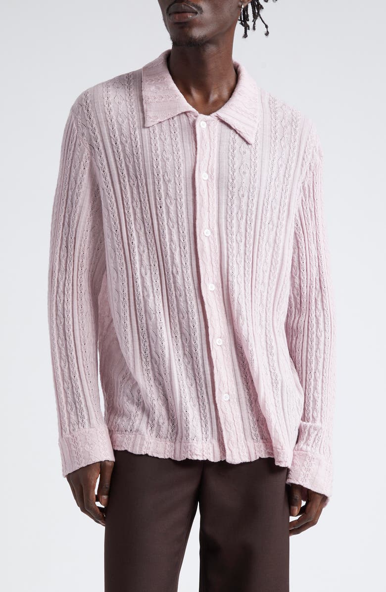 Séfr Riku Mixed Stitch Merino Wool Cardigan, Main, color,