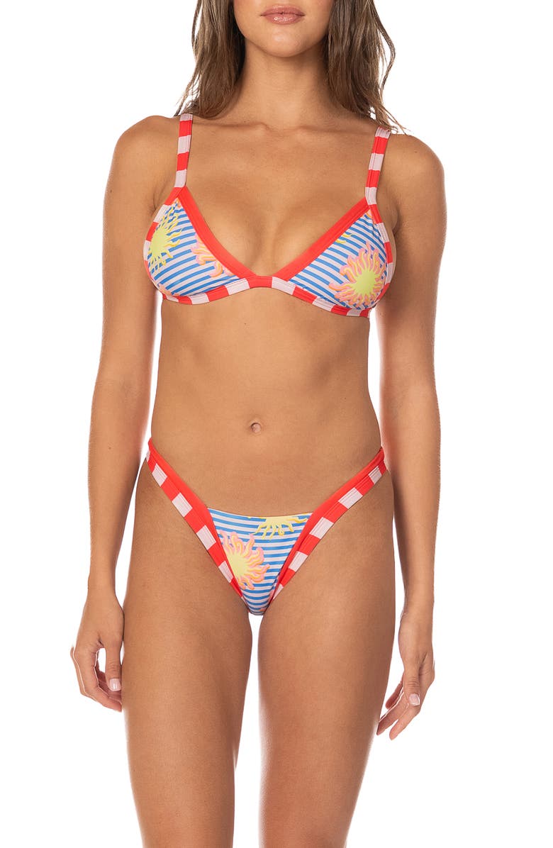 Maaji Awake in Light Rewind Reversible Bikini Top, Alternate, color, Open Blue