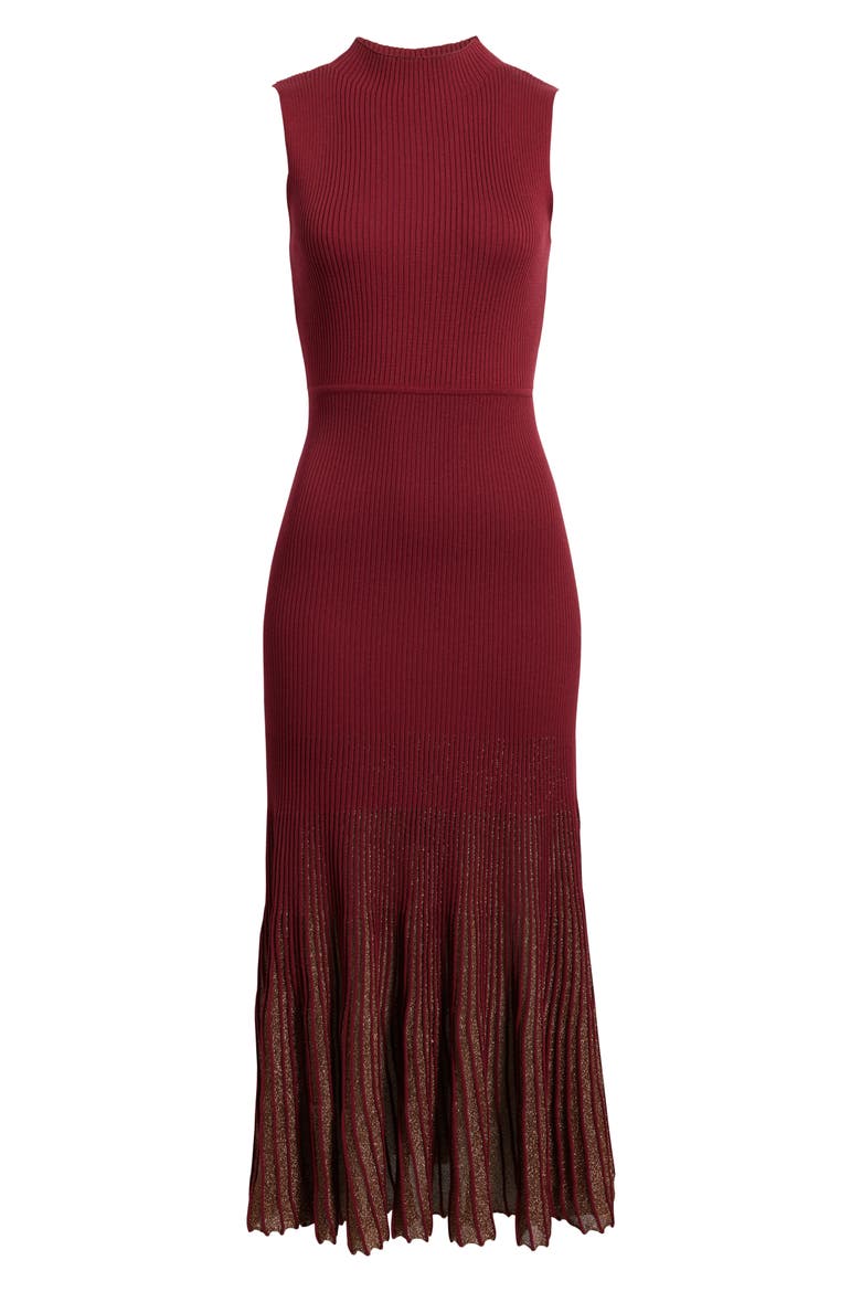 Ribbed Sweater Dress, Alternate, color, OXBLOOD