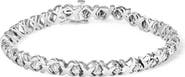 Haus of Brilliance 10K White Gold 1 1/2 Cttw Diamond Alternating Diamond and X-Link Tennis Bracelet