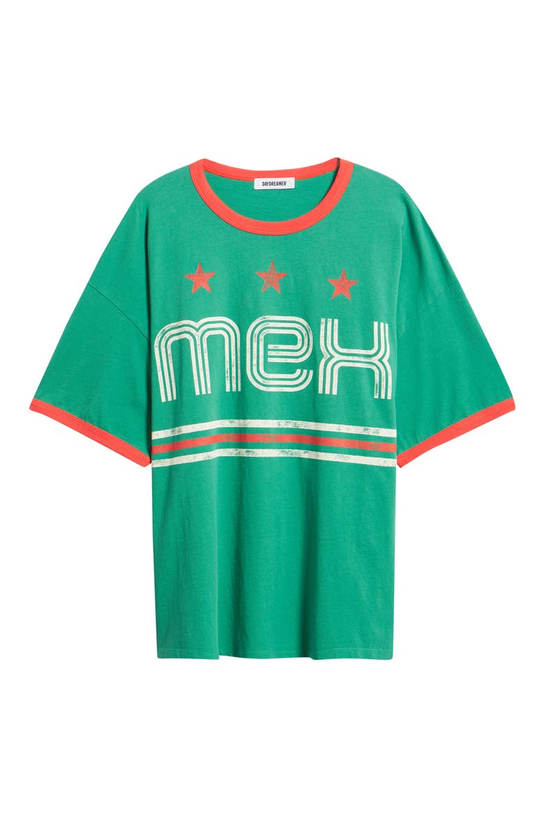 Mexico World Cup Oversized Ringer Graphic T-Shirt, Alternate, color, JADE COMBO