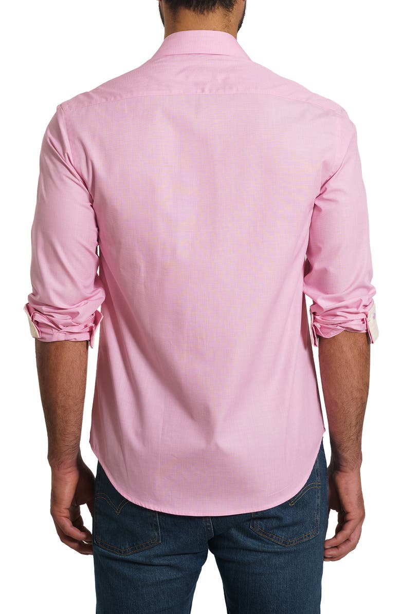 Jared Lang Trim Fit Solid Cotton Button-Up Shirt, Alternate, color, Pink