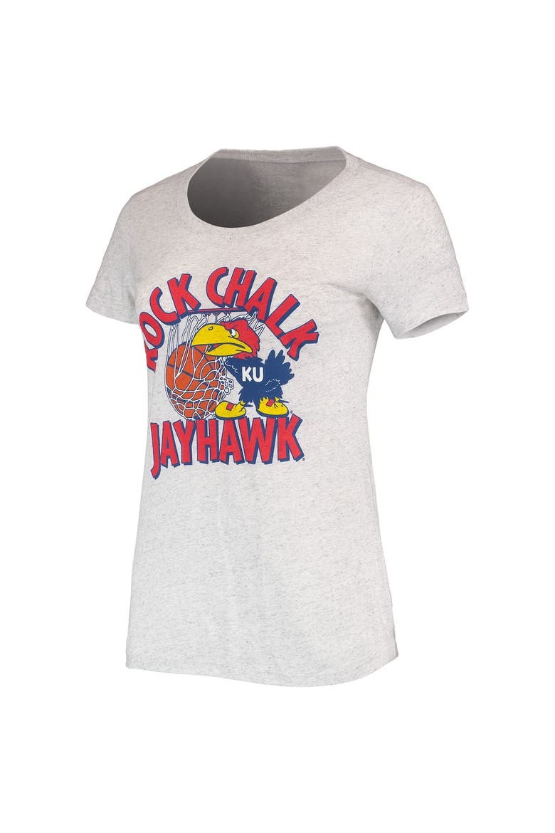 Women's Homefield Ash Kansas Jayhawks Vintage Rock Chalk Tri-Blend T-Shirt, Alternate, color, Ash
