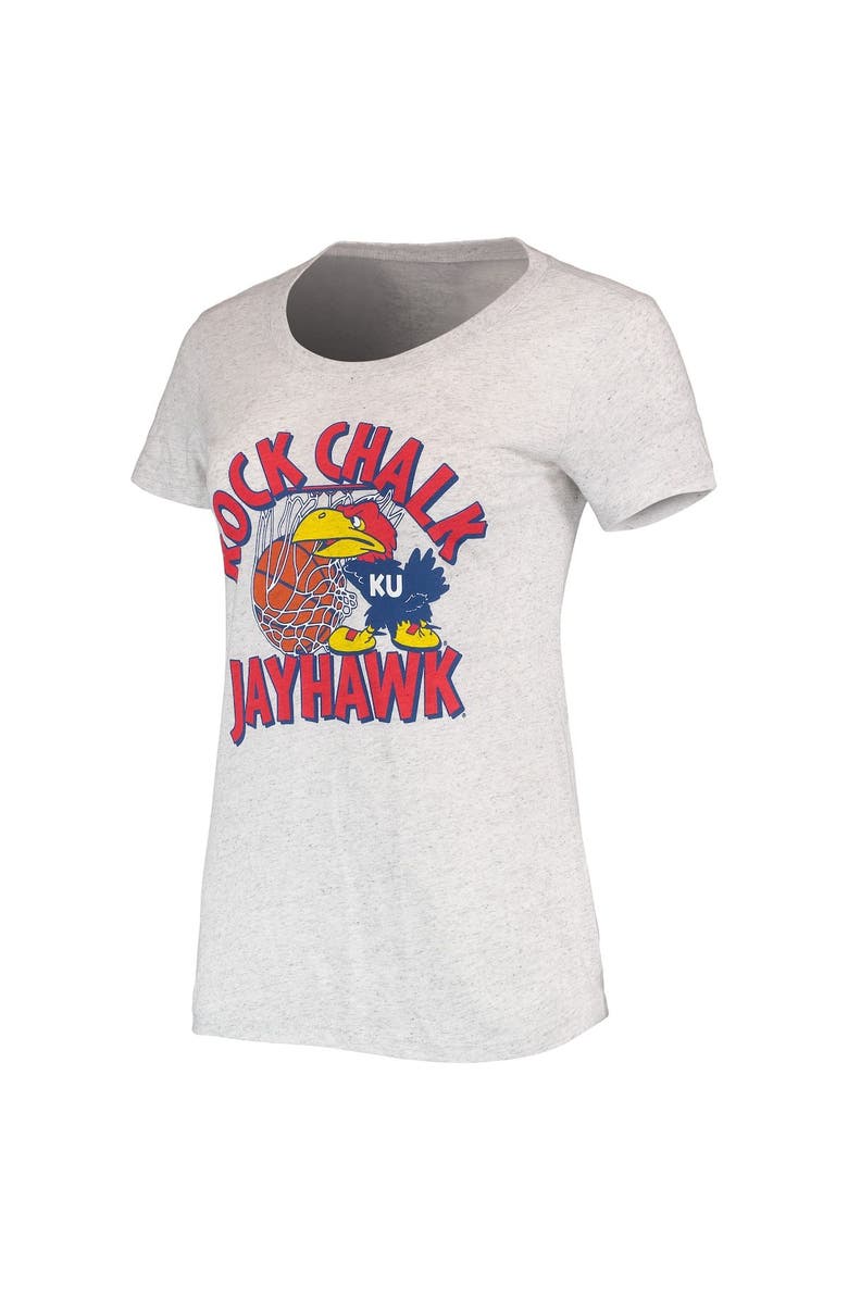 HOMEFIELD Women's Homefield Ash Kansas Jayhawks Vintage Rock Chalk Tri-Blend T-Shirt, Alternate, color,