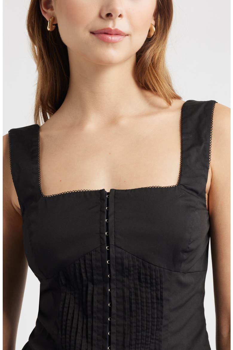 Pintuck Bustier Top, Alternate, color, BLACK