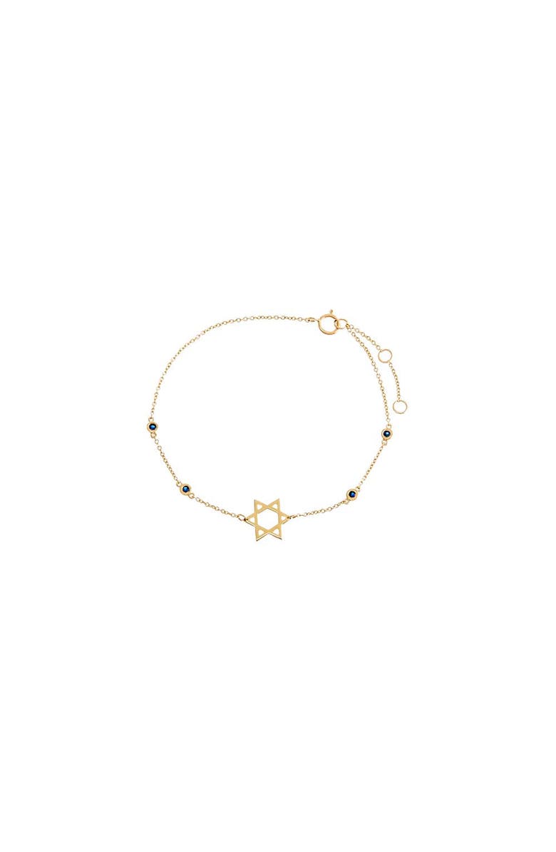 BY ADINA EDEN Sapphire Blue Bezel Star Of David Bracelet 14K, Main, color,