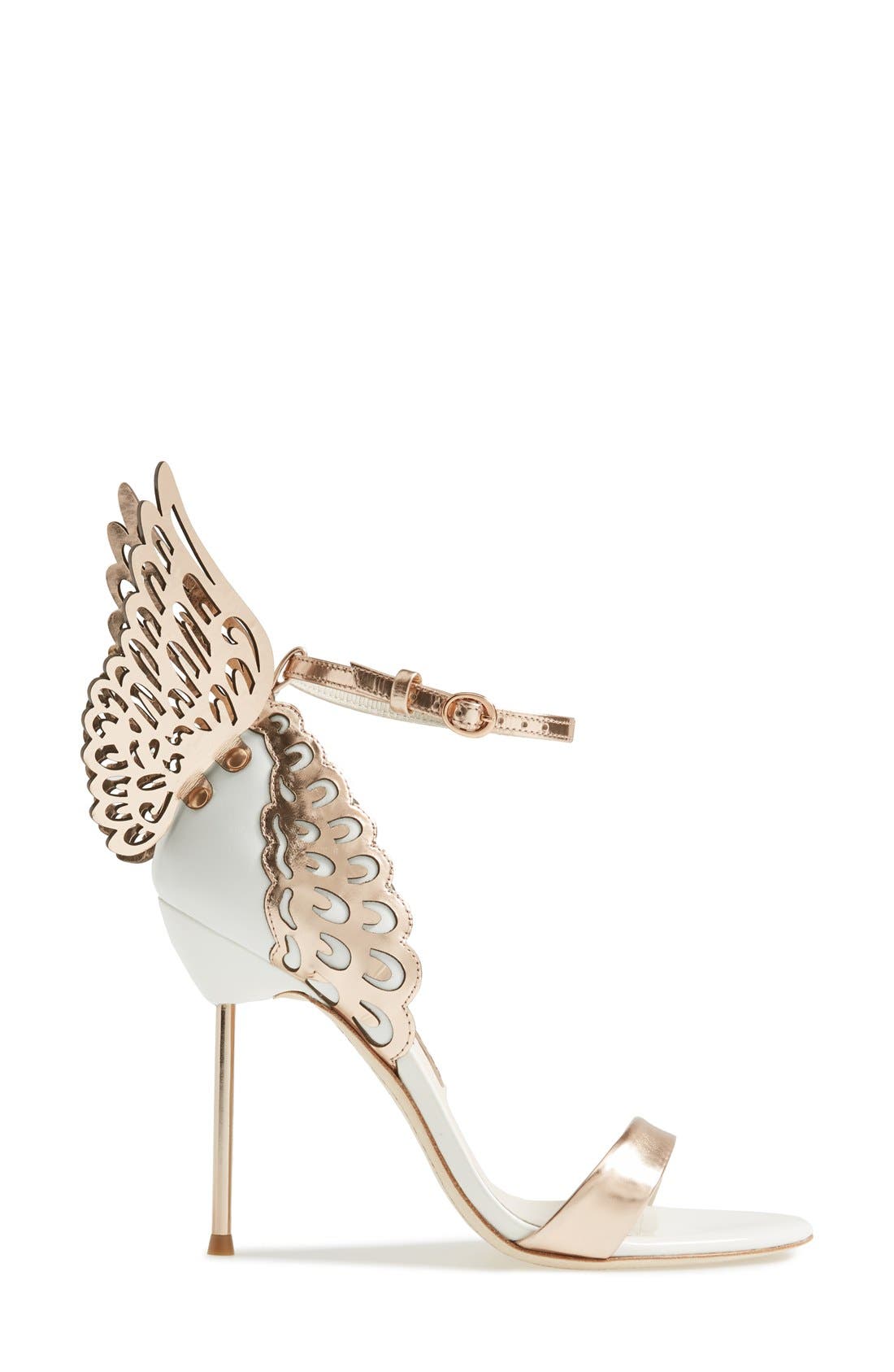 'Evangeline' Sandal, Alternate, color, WHITE/ ROSE GOLD