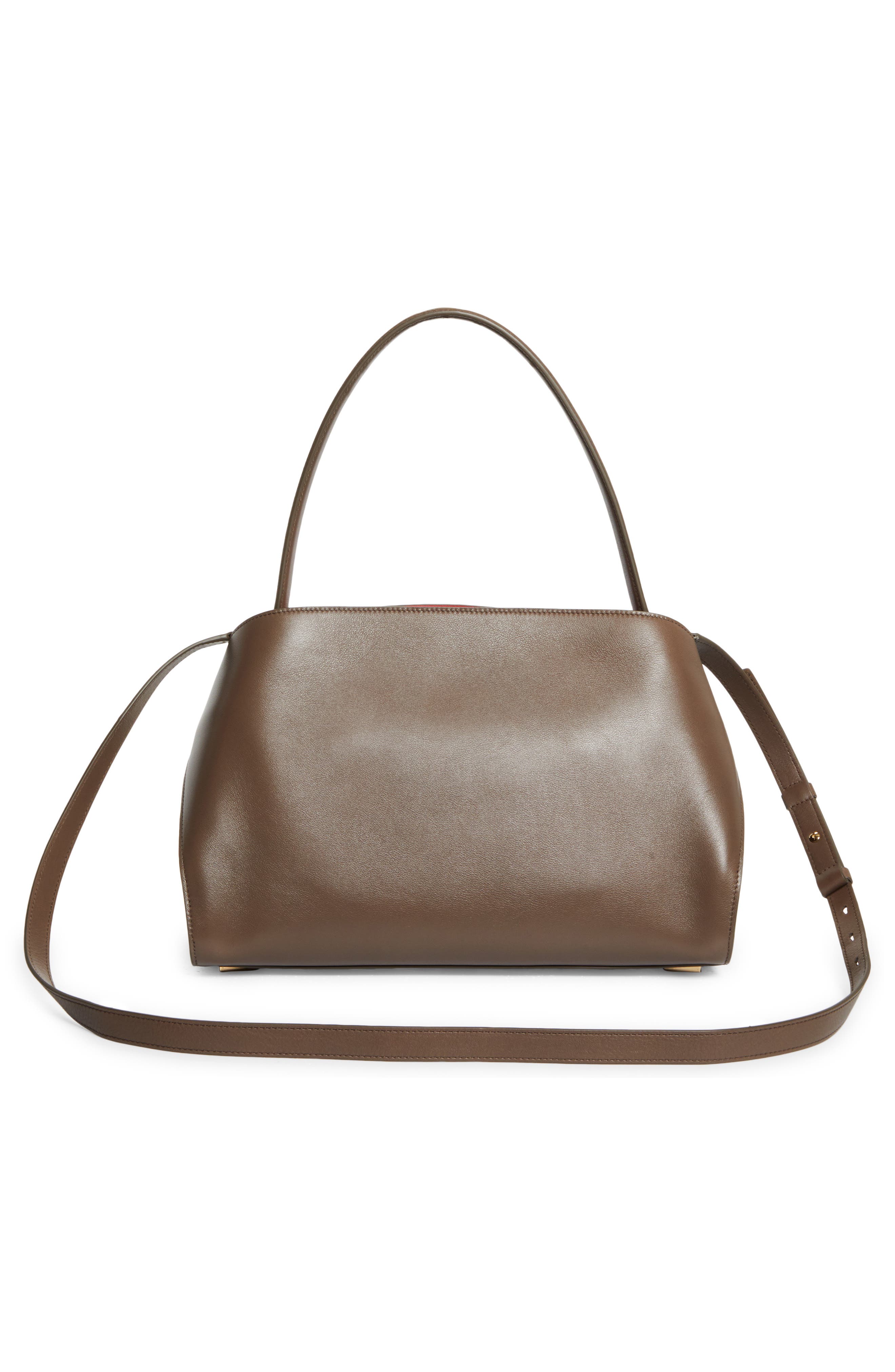 FERRAGAMO Small Hug Leather Top Handle Bag, Alternate, color, Clay/ Flame Red